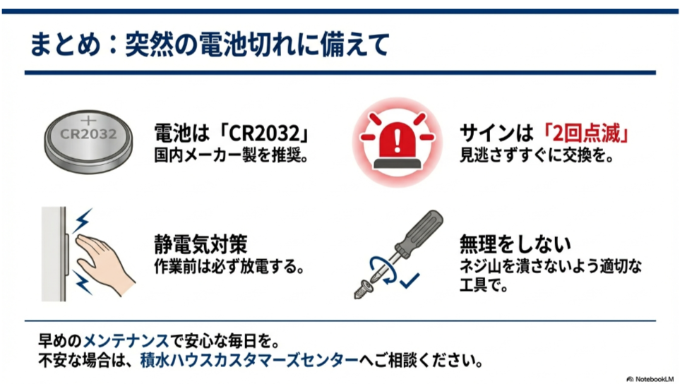 積水ハウス 電子錠 リモコンキー 電池交換