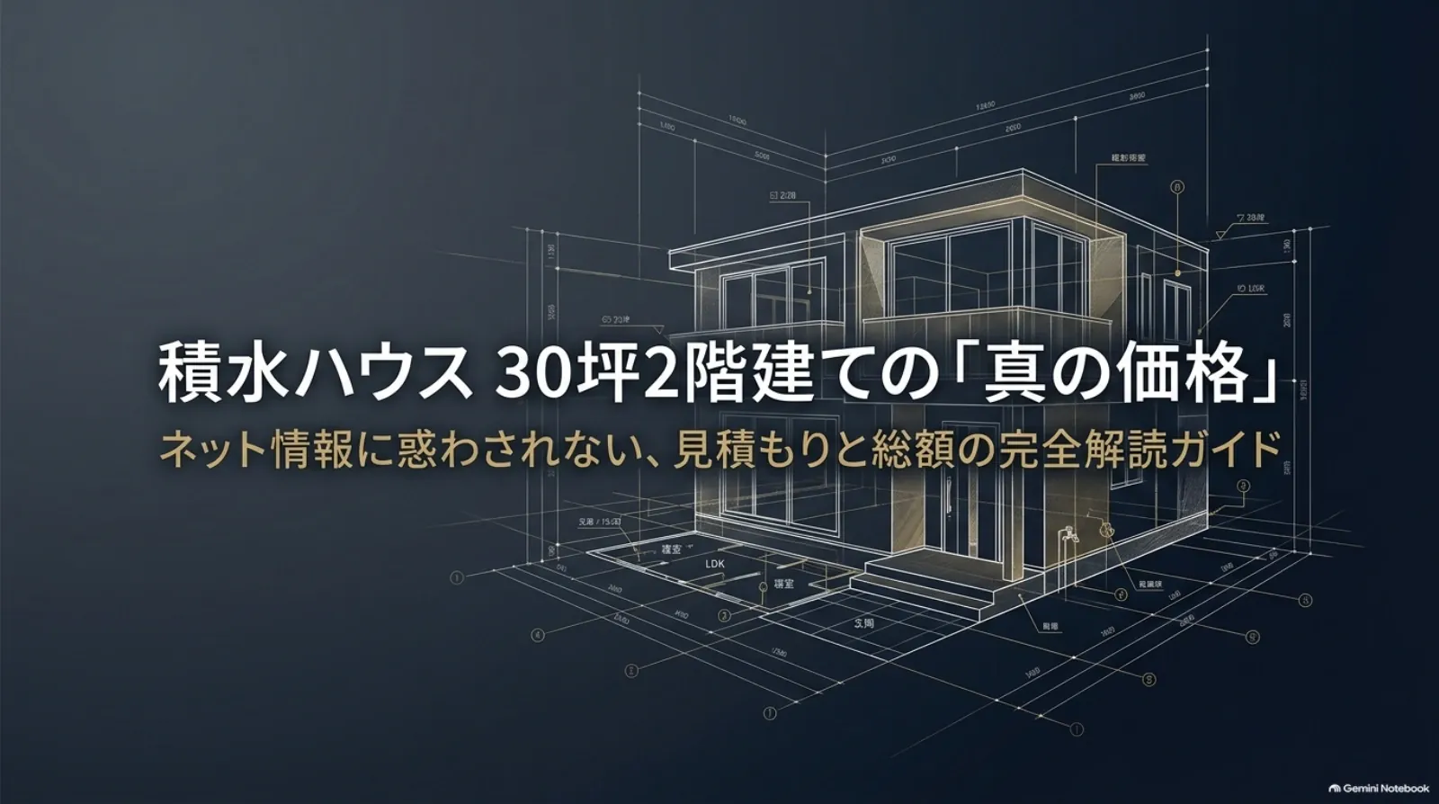 積水ハウスの30坪2階建てについて、見積もりと建築総額の考え方を解説するスライドの表紙