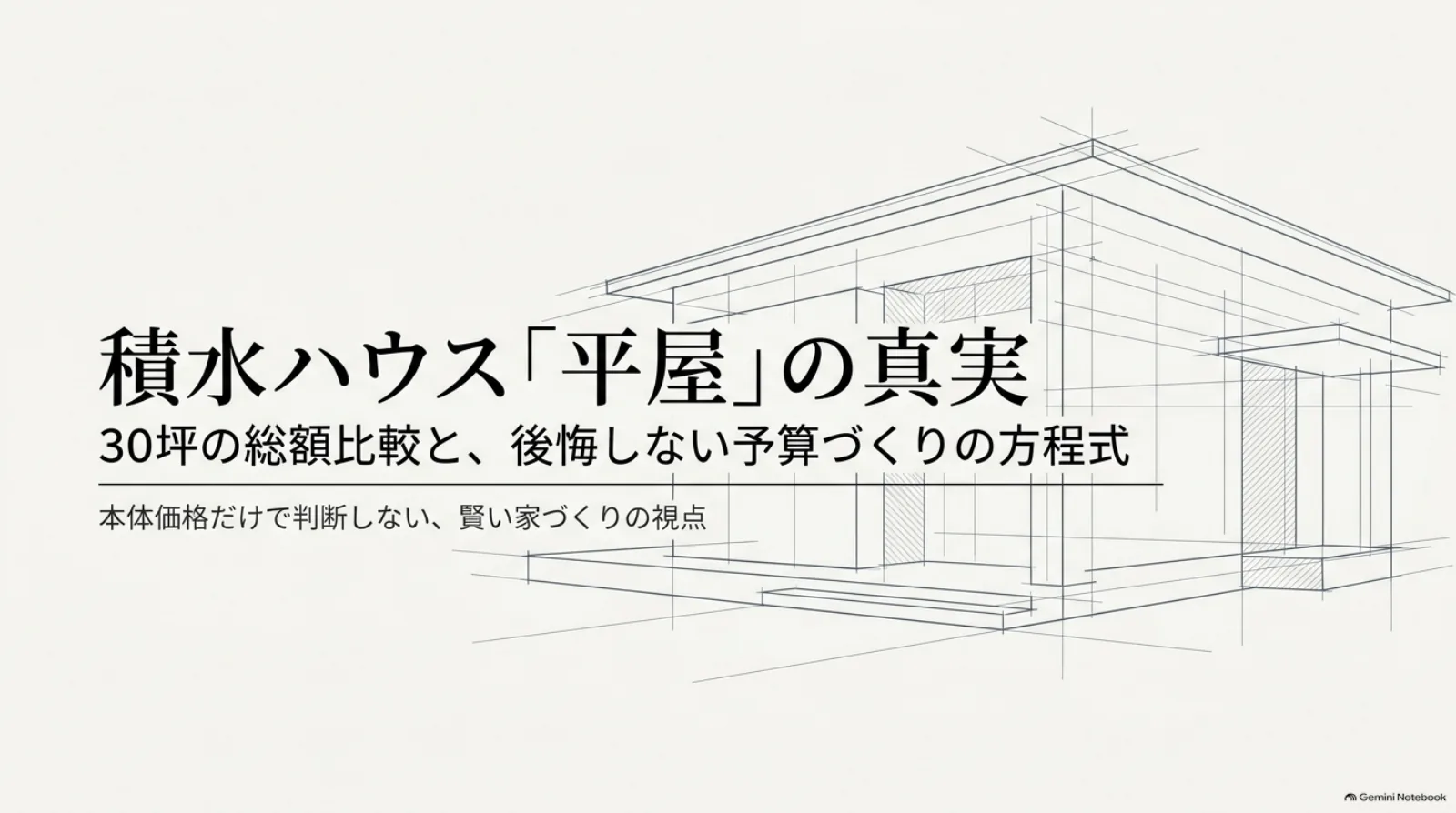 積水ハウスの平屋30坪を中心に、総額比較と予算づくりの考え方を紹介する資料の表紙