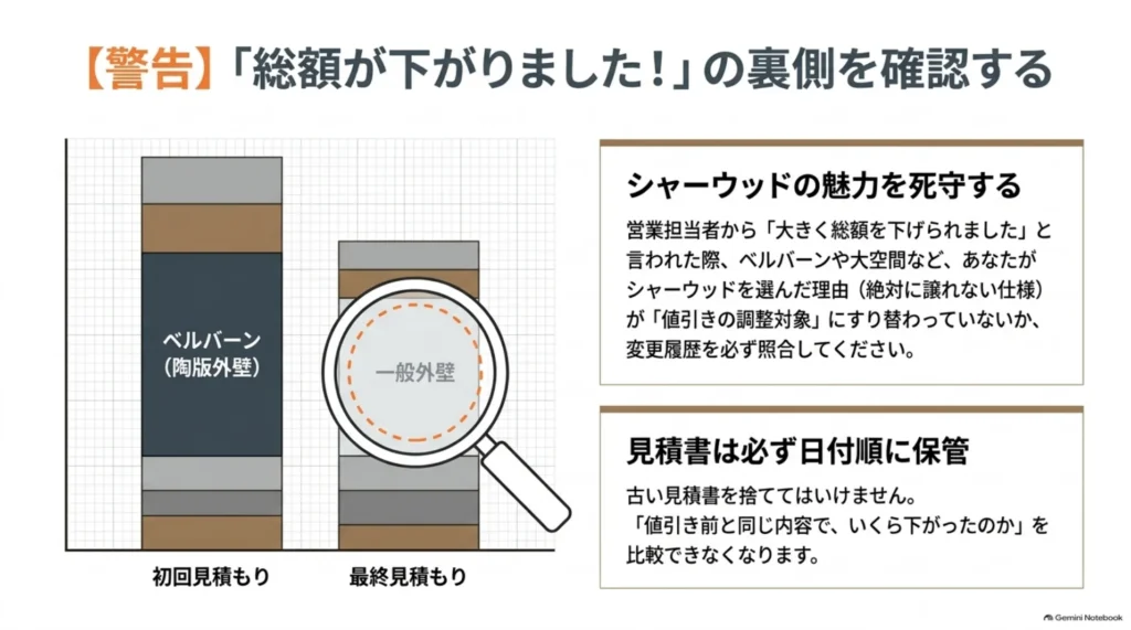 シャーウッドの高額値引きで確認する仕様変更